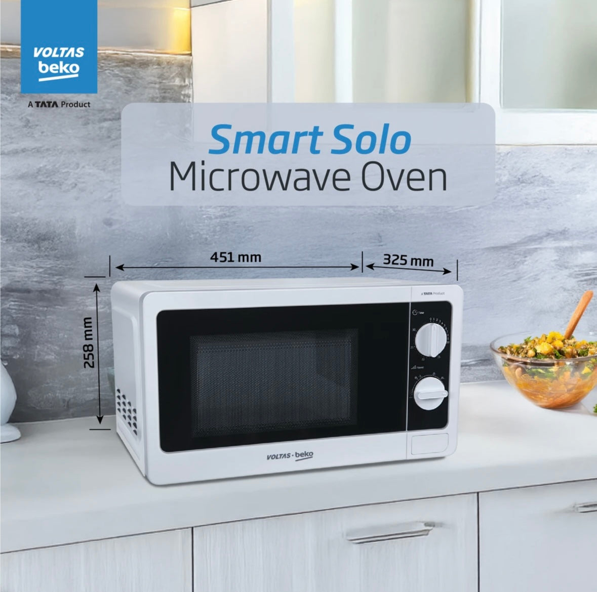 Voltas Beko 20 L 700 W Smart Solo Microwave Oven
(MS2OMPW10, White)