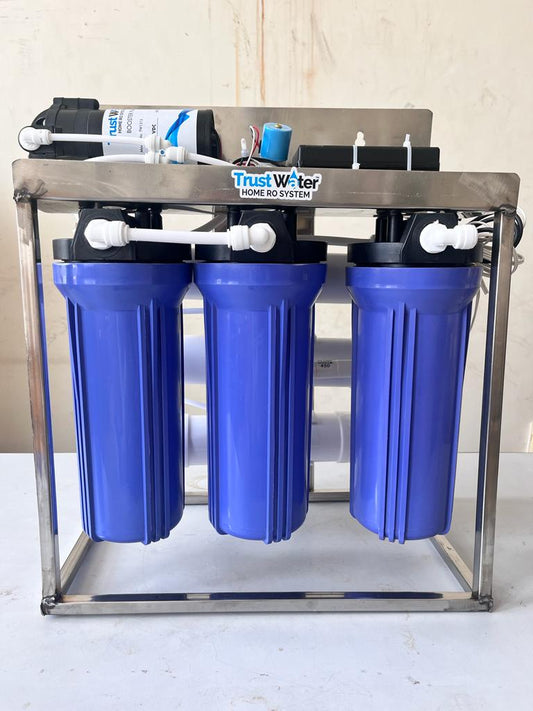 TRUST WATER RO 25 LPH commercial RO water purifier Plant Stainless steel with TDS Adjuster+Auto Shut Off - Trust Water Care