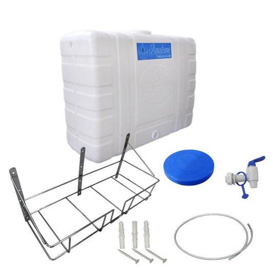 AquaSave RR Without Auto Sensor RO Waste Water Storage Portable Translucent White Color Tank 15 Ltr with Tap | Food Grade HDPE Plastic Tank | Wall Mountable with Clamp | All Type of Water - Trust Water Care